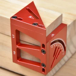 3D Square Round Center Finder Tool Aluminum Alloy Center Scribe Ruler 45°/90° Angle Ruler Woodworking Square Dovetail Jig