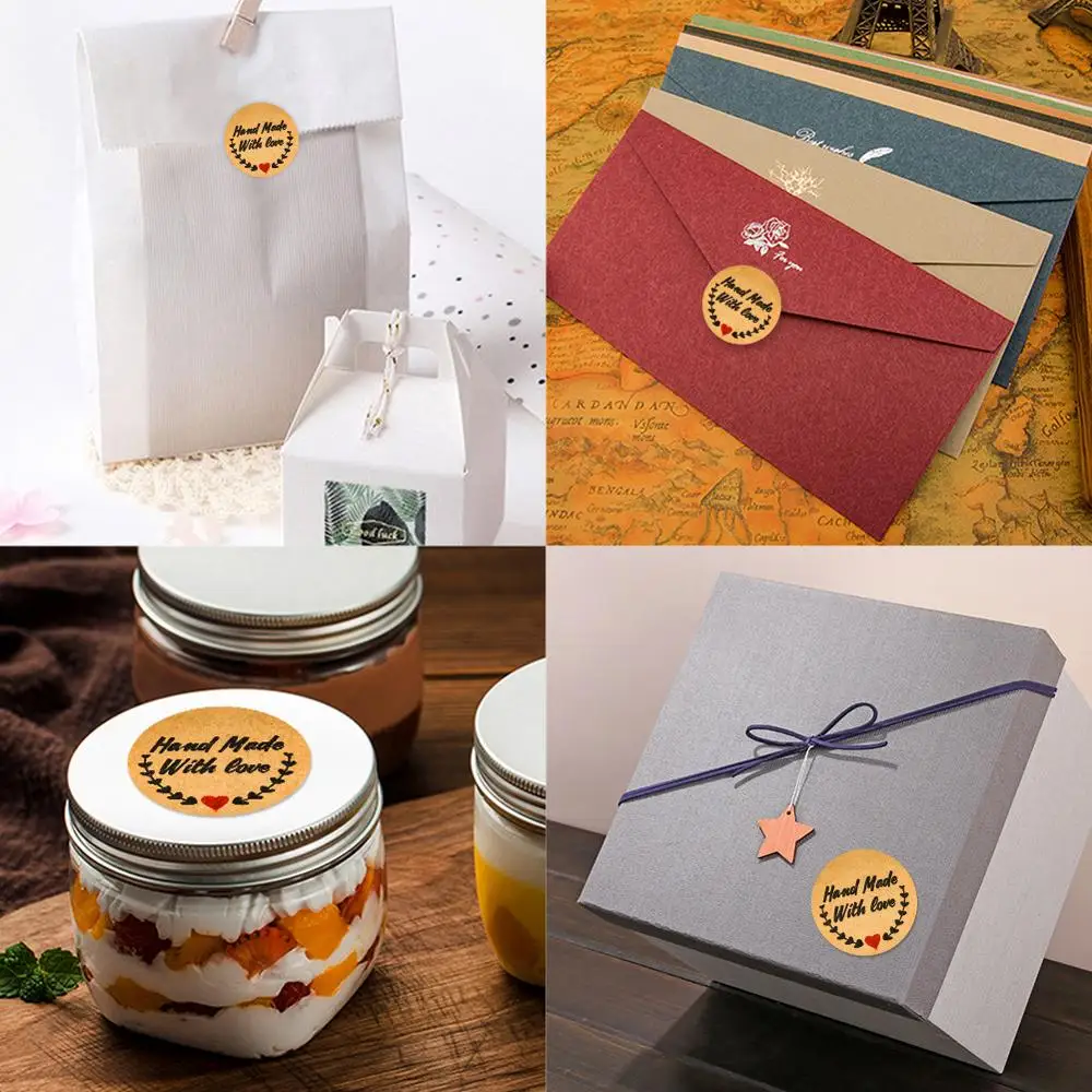 50Pcs  Kraft Sticker 3 Style Round Seal Label Handmade Scrapbooking Envelope Stationery Sticker Holiday Decoration Sticker