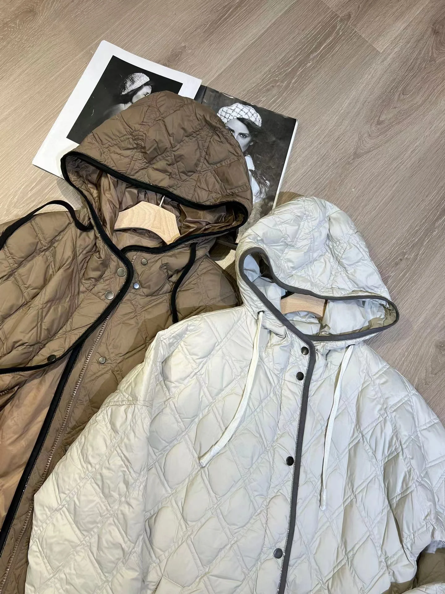 High Quality Casual Street Style Wide Waist Goose Down Hooded Coat