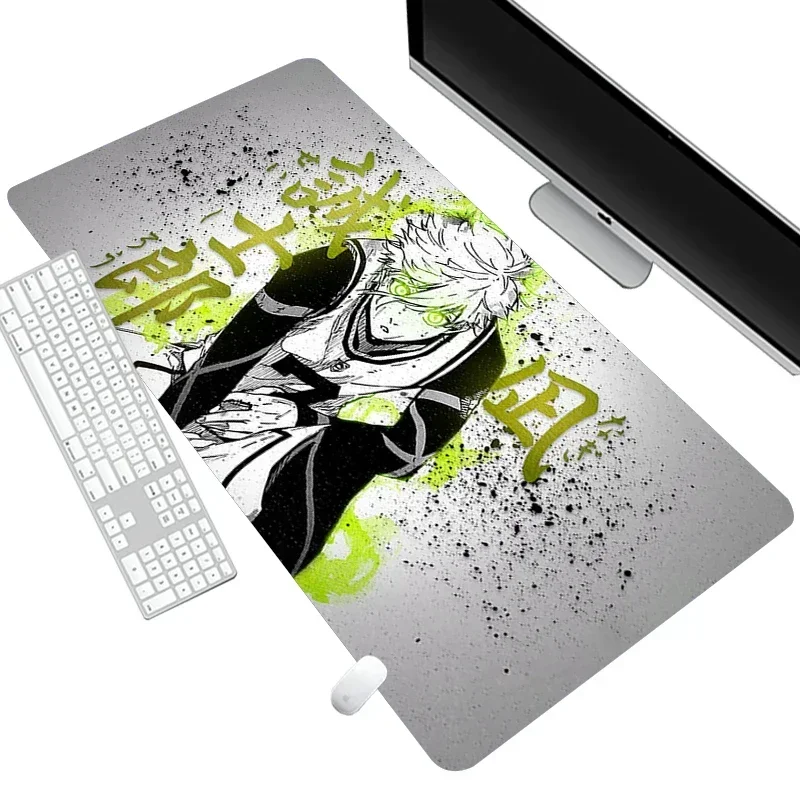 Leather Mousepad Anime PC Gamer Keyboard Large Size Black and White Mouse Pad Grande Laptop Gaming Desk Mat Non-Slip Tablecloth