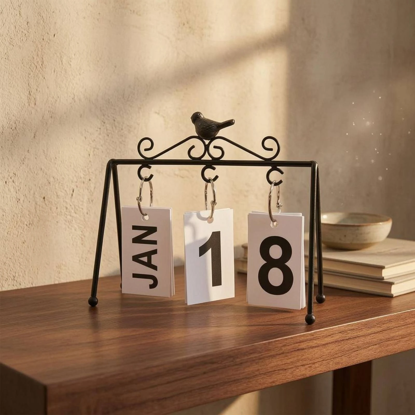 

Flip Desk Calendar Rectangular Hanging Date Cards Metal Frame Calendar Decorative Desktop Decor Easy to Read
