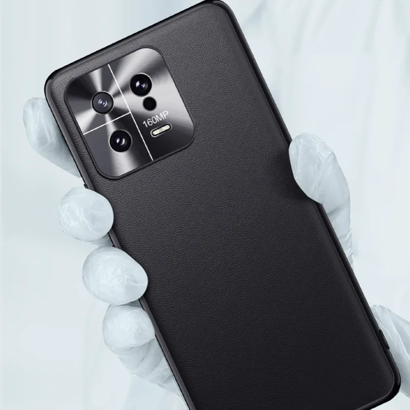 For Xiaomi 13 13 Pro Leather Metal Lens Integrated Air Cushion Anti-Drop Anti-Fingerprint Phone Case - Image 4
