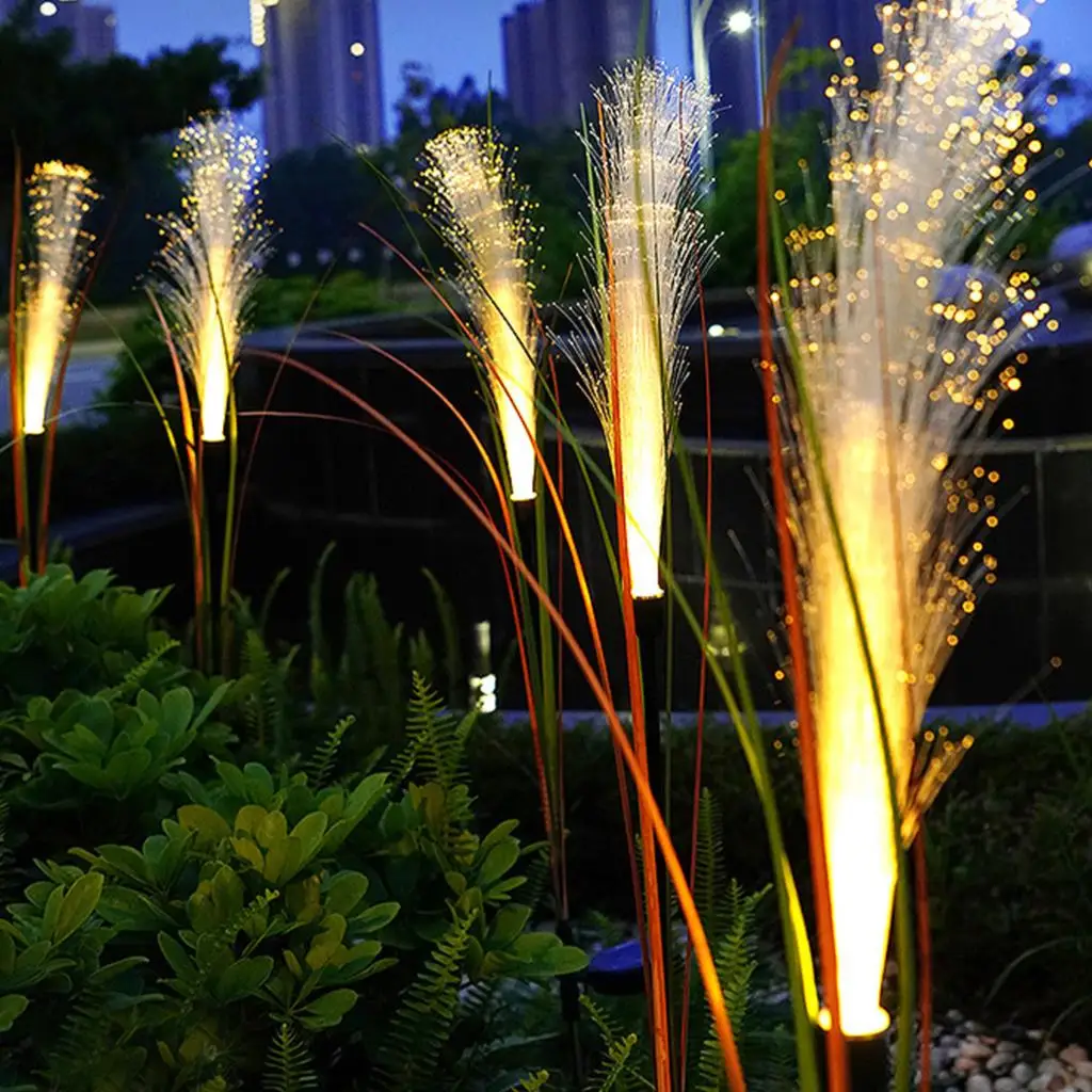 Simulation Reed Solar LED Lamps Outdoor Waterproof Garden Decor Solar Fiber Optic Light Reed Stake Garden Decorative Lawn Lights