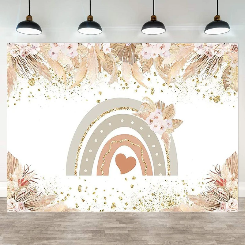 

Photography Backdrop For Baby Shower Pampas Grass Bohemian Rainbow Baby Shower Party Decoration Background Party Supplies Banner