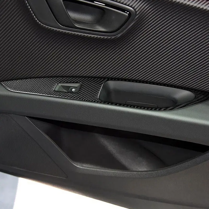 

4pcs Car Soft Carbon Fiber Window Lift Panel Frame Accessories Interior Trim For Seat Leon 2013 2014 2015 2016 2017 2018-2020