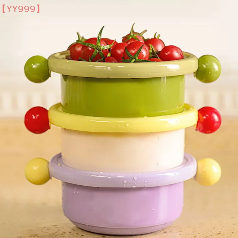 

YY999 1pc/3pcsFood Drain Basket Double-layer Fruit And Vegetable Washing Basket Home Kitchen Drainer Gadgets Accessories