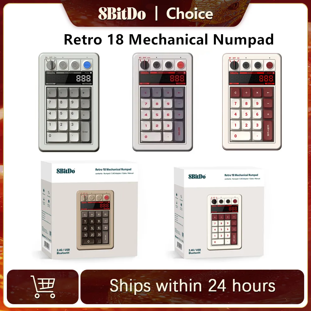 8BitDo Retro 18 Numpad الميكانيكي، Suporta Modo Calculadora، Bluetooth، 2.4G، Numpad Com Fio para Windows e Andro #1