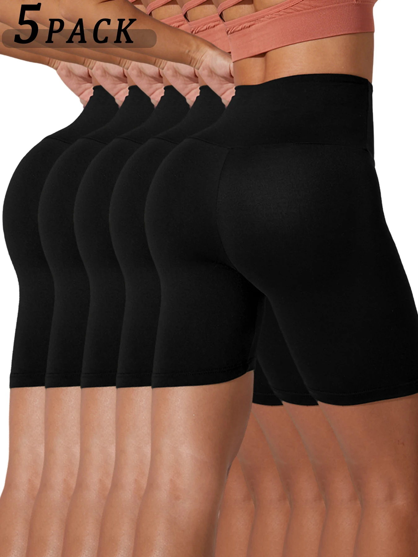 

5 штук в упаковке: Женские шорты с высокой талией, супермягкие, с эффектом коррекции живота, для тренировок, йоги, бега, фитнеса, спортивные, с эффектом push-up, для спортзала.