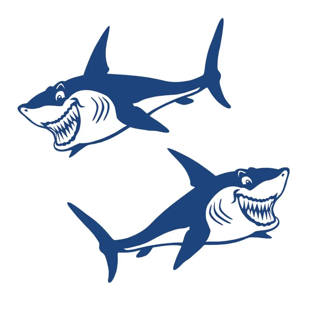 

2 Pieces Funny Shark Open Decals Kayak Dinghy Car Stickers -