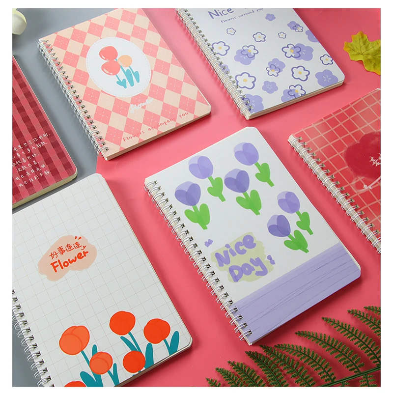 4 pçs flor a5 bobina caderno manual folha caderno estudante diário linha horizontal bloco de notas escola material de escritório papelaria