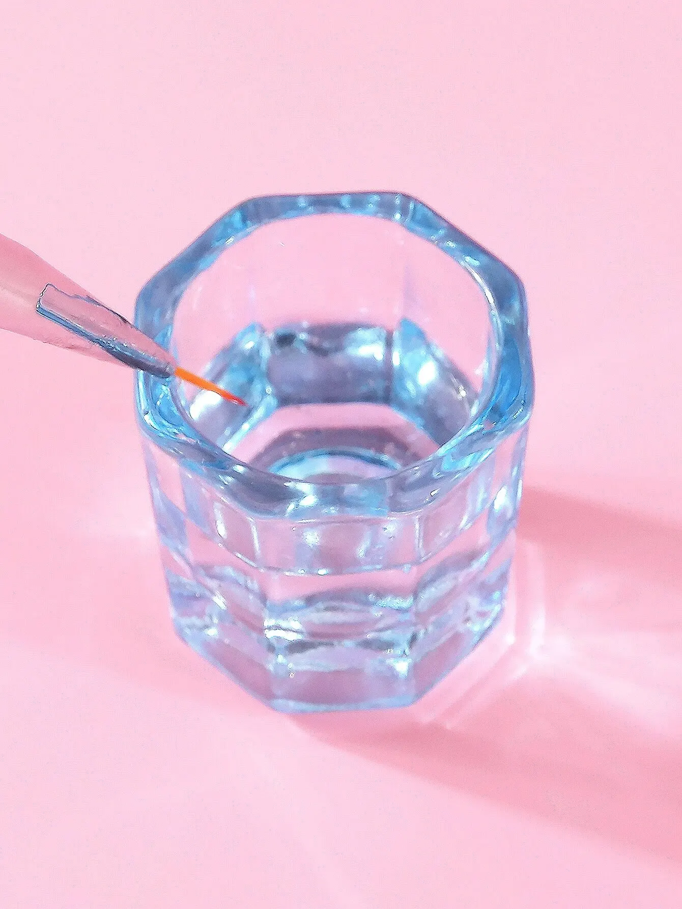 klimonla 1pc Pink Glass Crystal Cup for Acrylic Liquid Powder Nail Art Tools