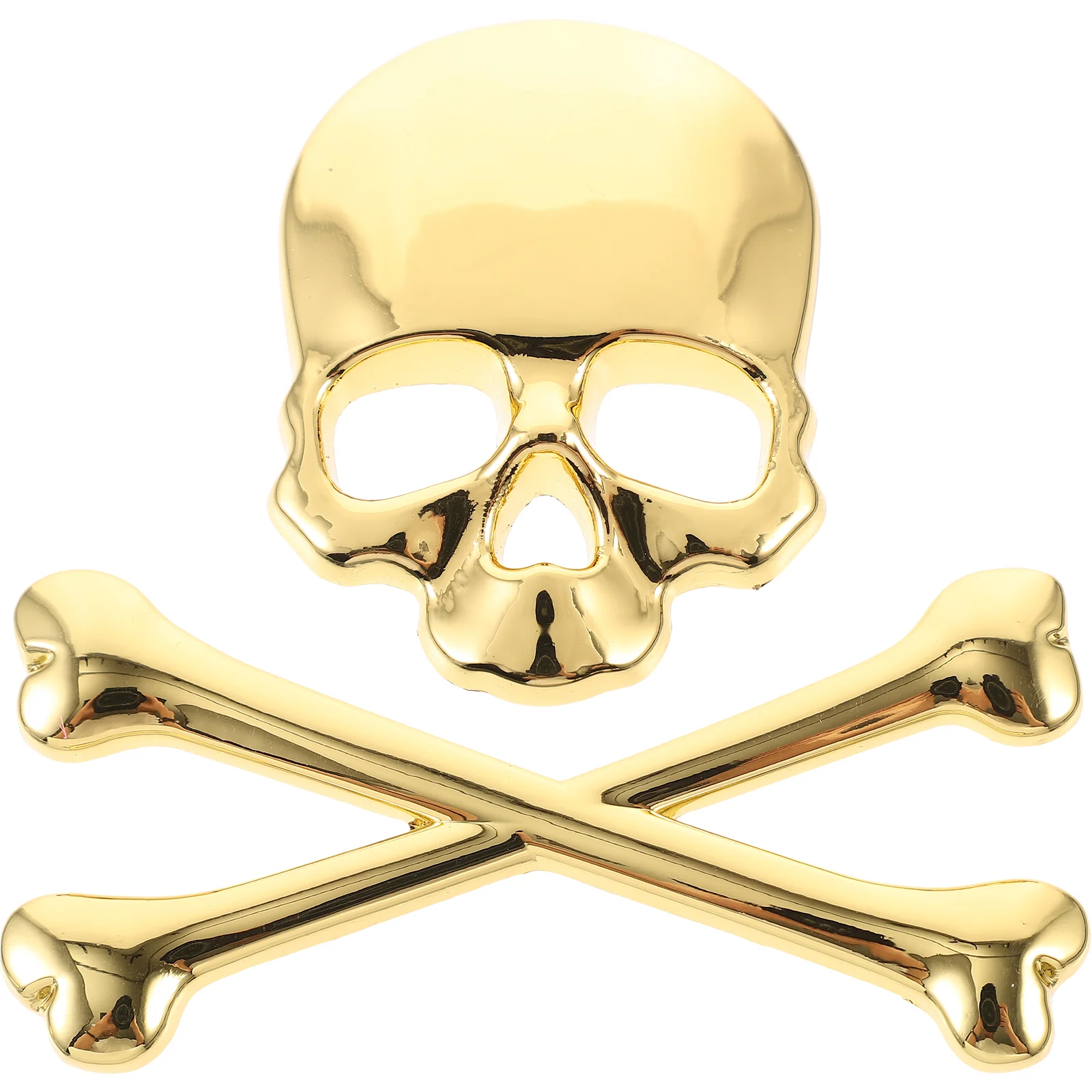 Skull Crossbones Sticker Gold Car Badge Racing Applique Metal Decal Logo