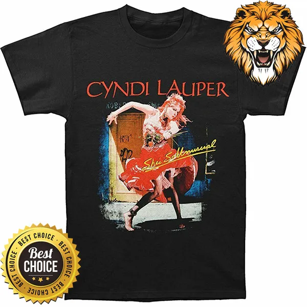Camiseta negra de la gira Shes So Unusual de Cyndi Lauper Q8475