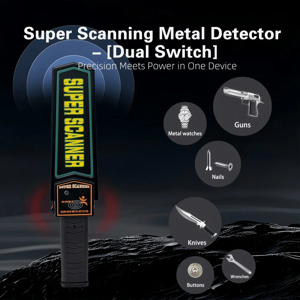 Portable Handheld Metal Detector Wand, High Sensitivity Dual-Button Scanner for Public Safety Inspection