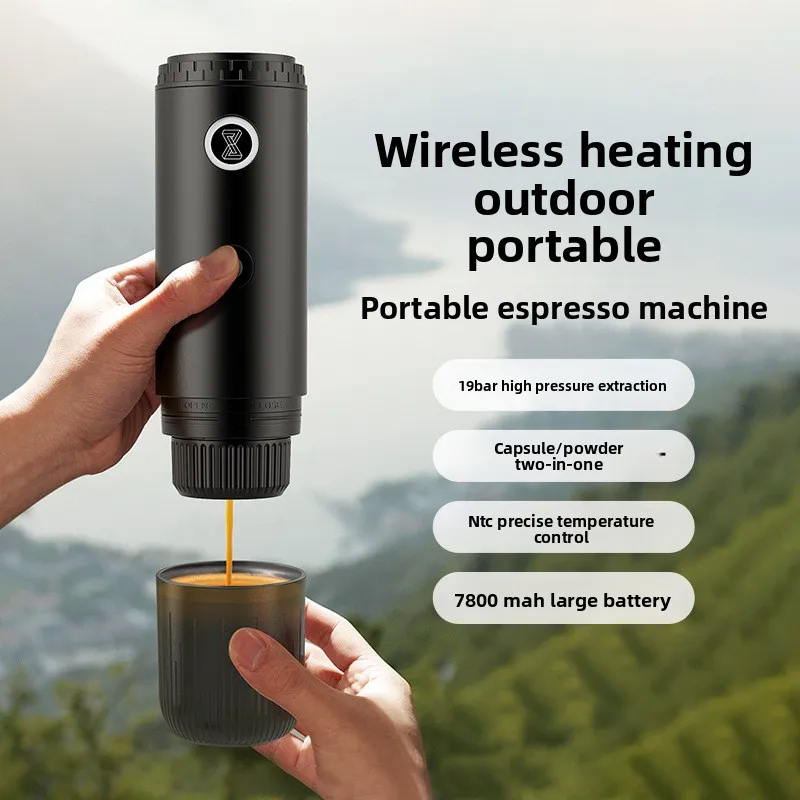 

Wireless Electric Portable Espresso Coffee Machine for Car & Home Camping Coffee Maker 3-in-1 Capsule Powder Travel Coffee Maker