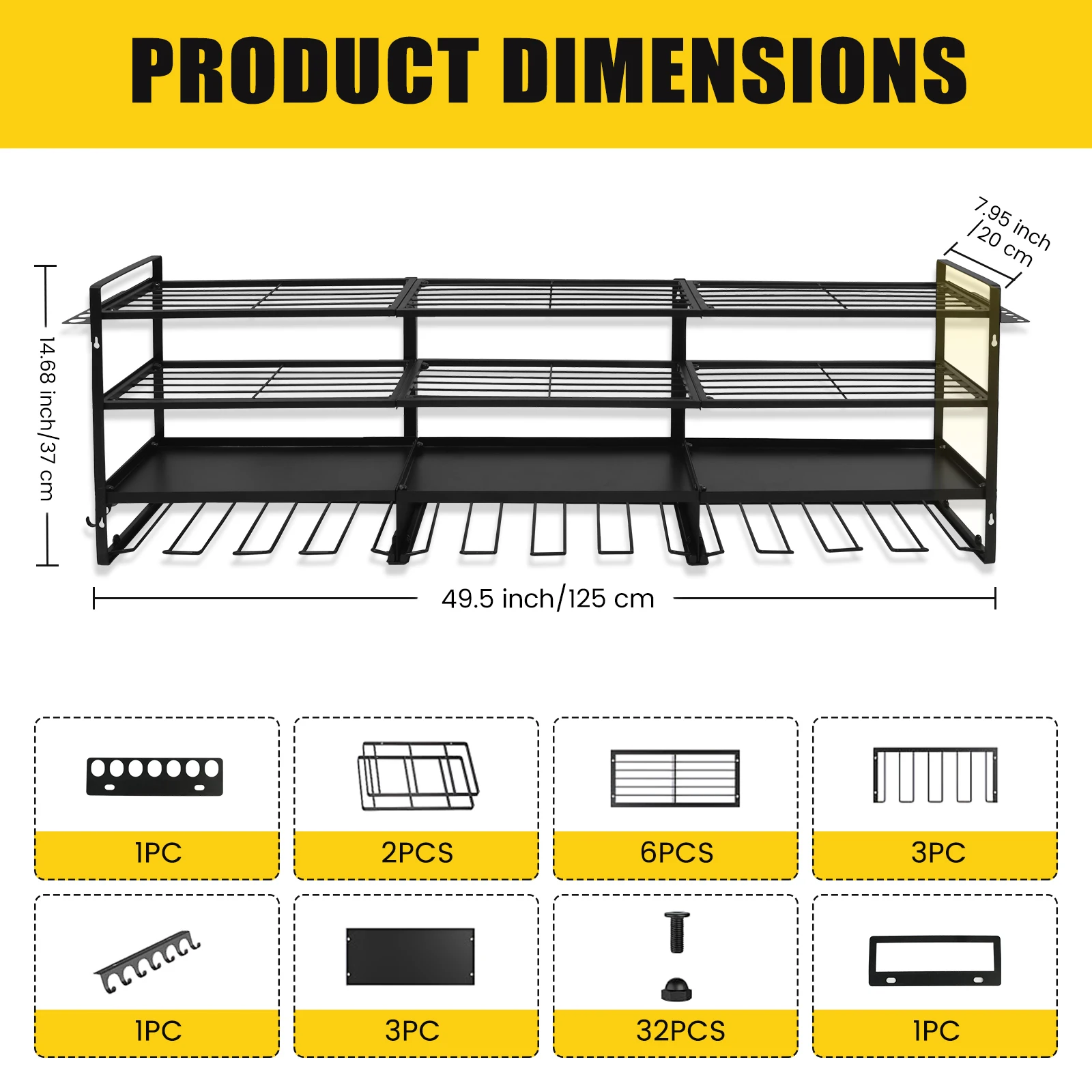 Heavy-Duty 4-Tier 12-Drill Bit Rack, Large Metal Tool Storage Organizer Garage and Workbench Tool Storage Shelf, 600 lb Capacit