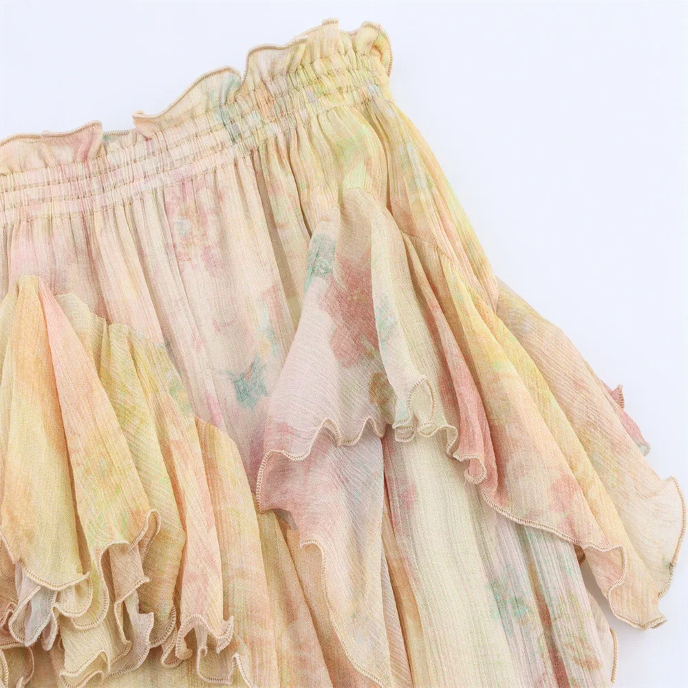 Modna, uniwersalna spódnica damska do pracy, nowy wzór 2025, drukowana, warstwowa, ozdobna długa spódnica, odzież damska, styl Y2k