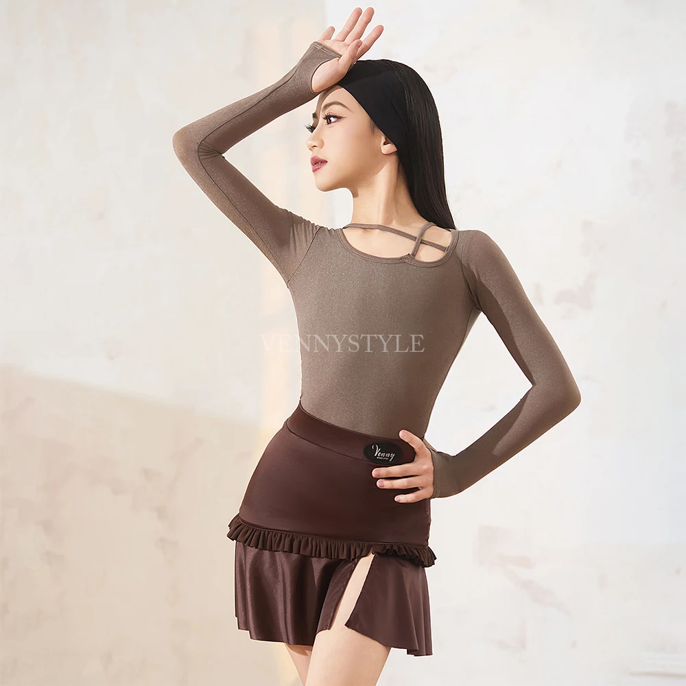 

Venny Latin Dance Dress for Girls, Long Sleeve Training Set, Professional Ballroom Practice Wear Ballroom dance costume