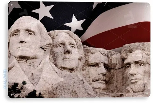 TIN SIGN Mount Rushmore Metal American Décor Art Store Shop Bar A513