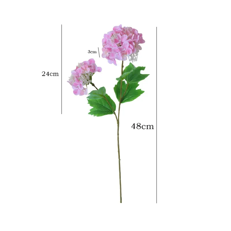 5Pcs 2Head Hand-feel Hydrangea  Real Touch Latex Artificial Flowers Wedding Decoration Party Event Arrangement Home Decoration