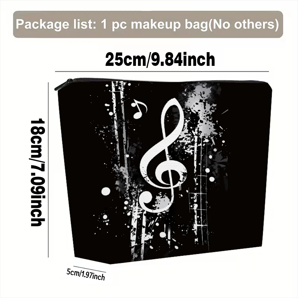 Music Notes And Treble Clef Makeup Bags for Girls Cosmetic Pouch Toiletry Bag Pencil Case Travel Storage