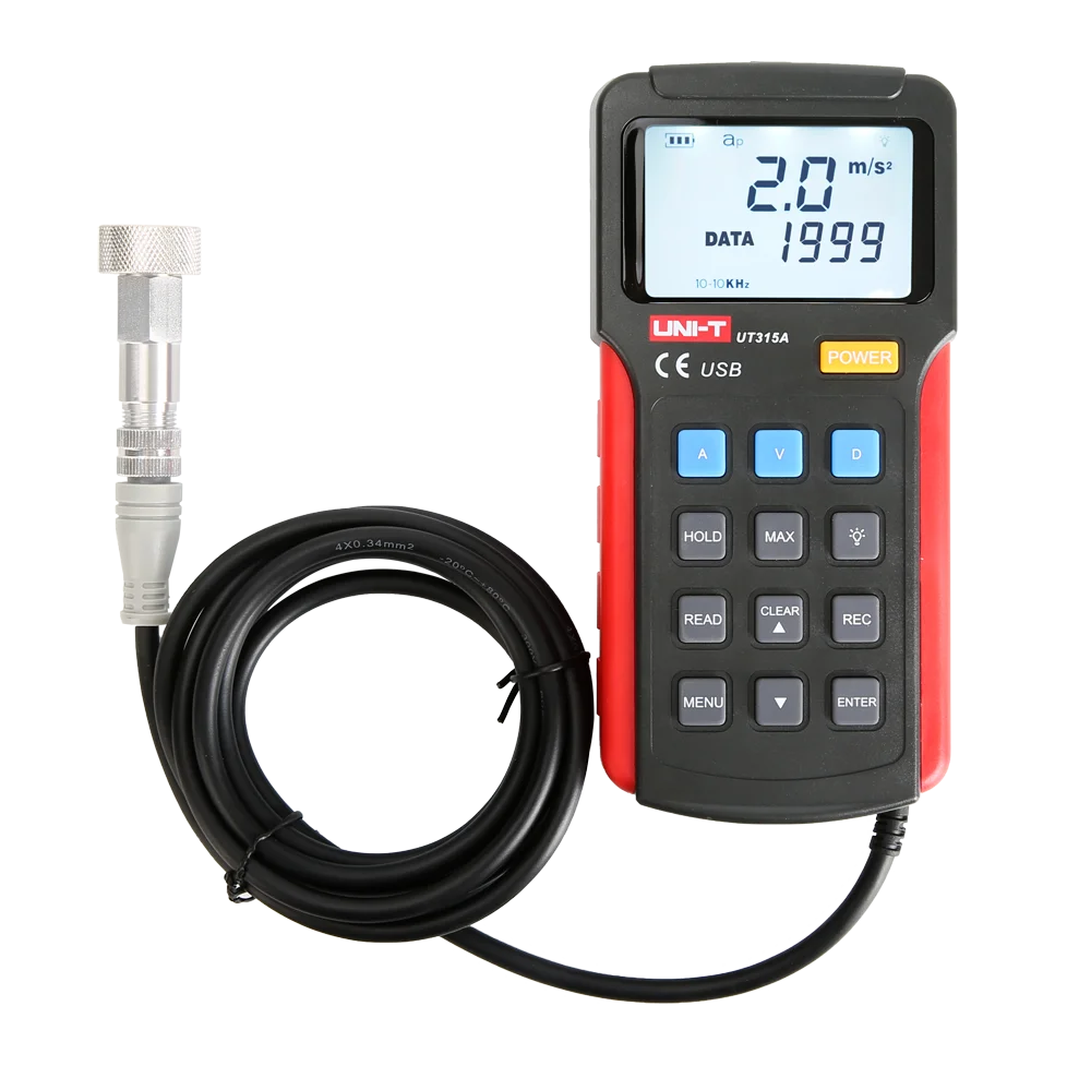 UNI-T UT315A Industrial Digital Vibration Meter Device Probe Vibration Analyzer Precision Measure Vibrator Tester Handheld