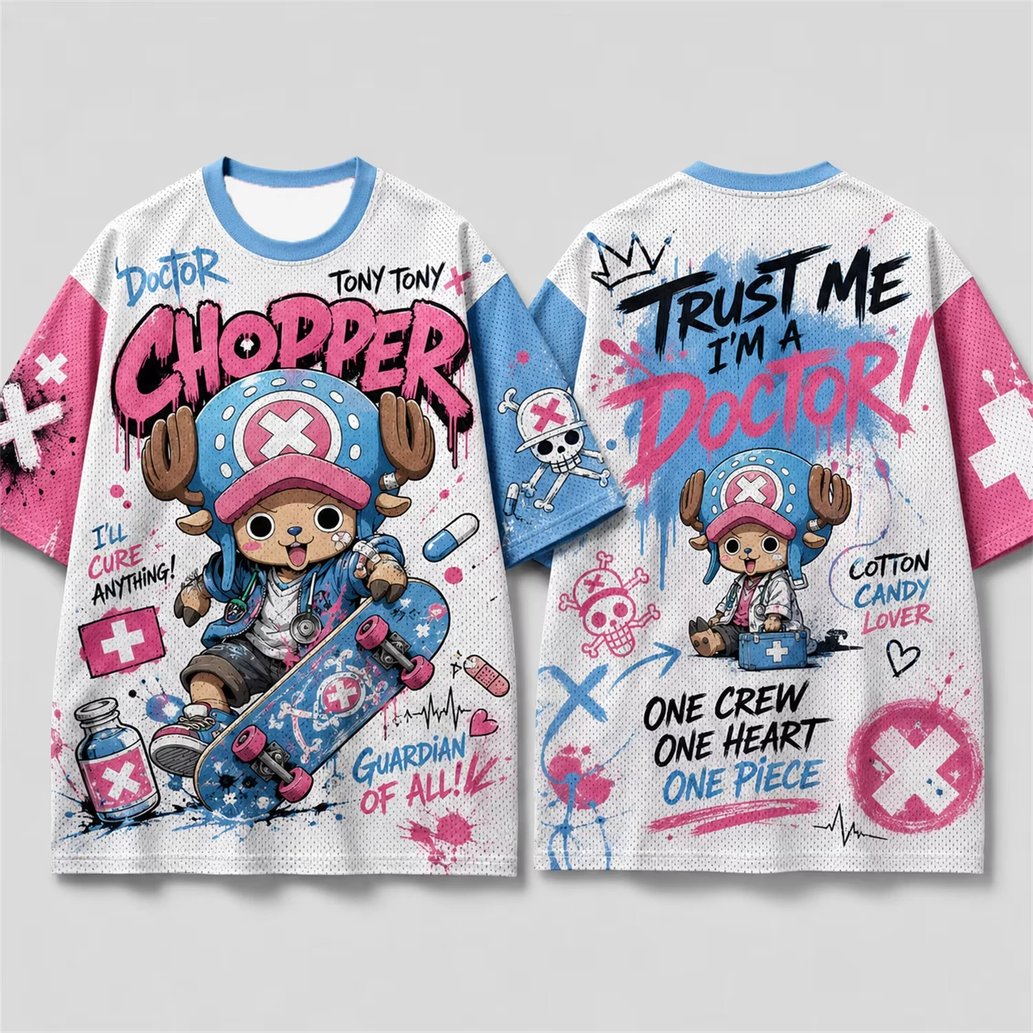 One Piece Anime-Print-T-Shirt, lockeres Hip-Hop-Sommer-Anime-T-Shirt, lässiges Sport-T-Shirt, geeignet für Damen und Herren
