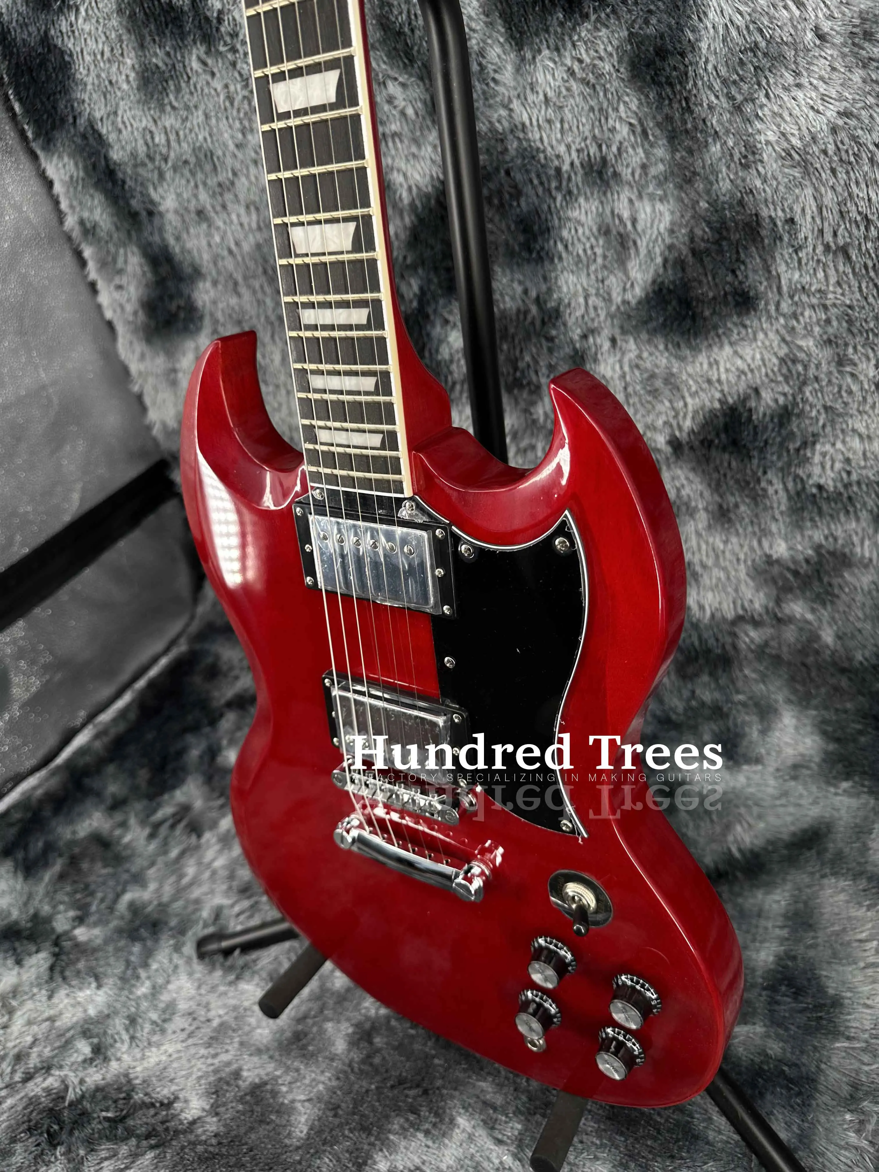 Custom Red, electric guitar 6 strings H-H pickups solid body chrome hardware pieces-spot free delivery