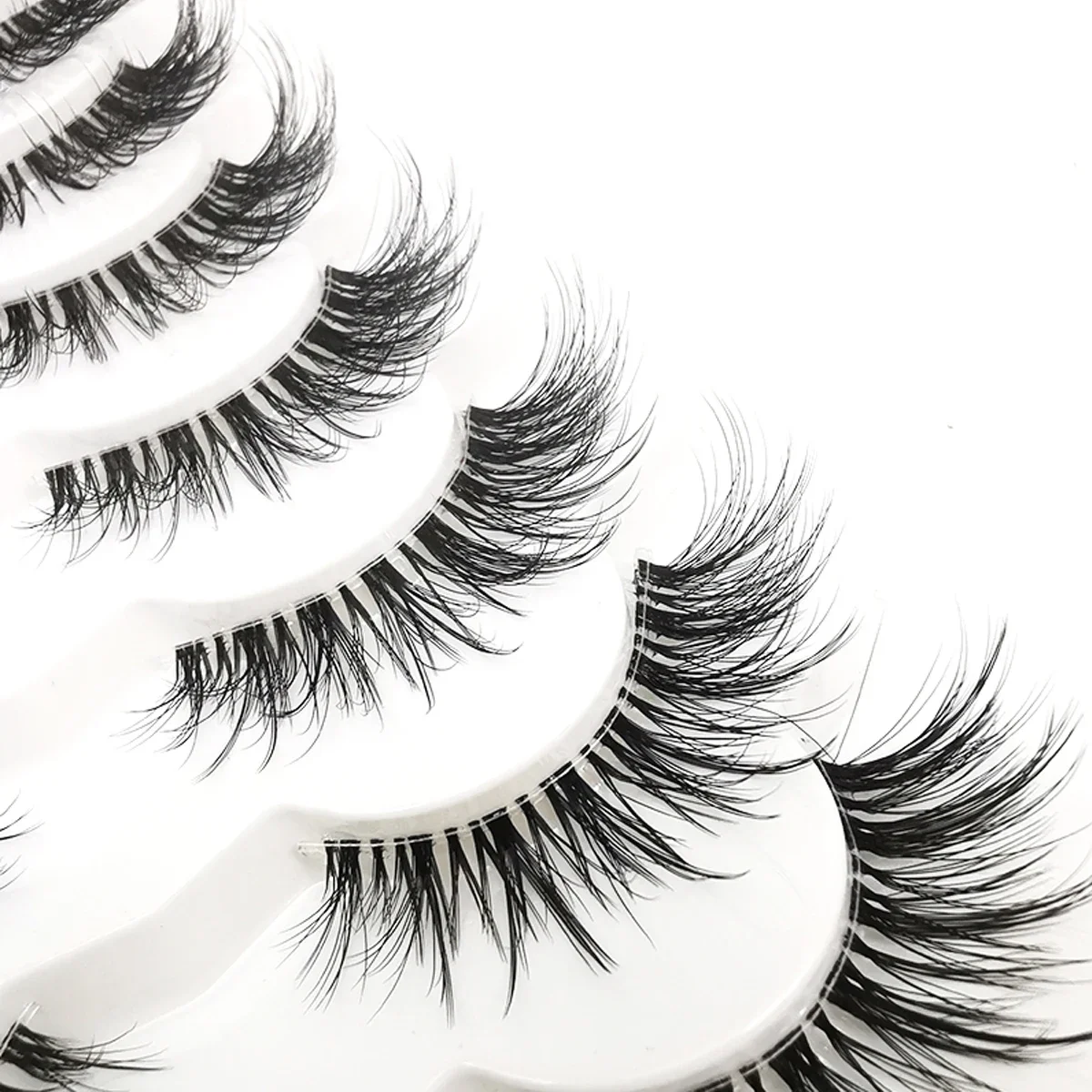 AMSDCN 7 pairs Cat Eye Lashes Faux Mink Eyelashes Clear Band Lashes Natural Look Wispy Mink Eyelashes Full Strip Lashes