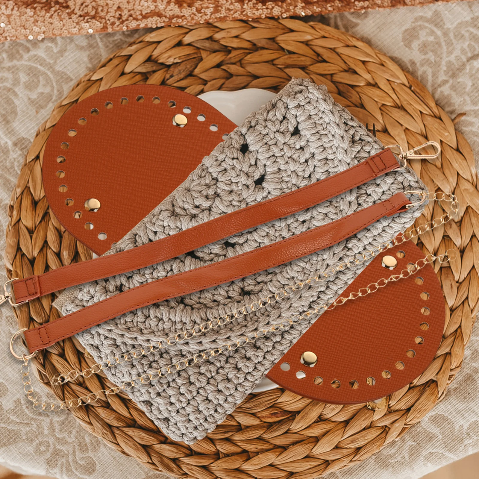 

1 set 1 Set Diy Rattan Weaving Shoulder Bag Material Lightweight Bucket Bag Making Kit For Cross-Body Handmade Crafts Accessory