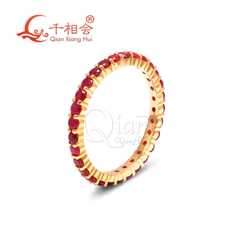 Natural pigeon blood red ruby 925 silver Eternity Band ring 2mm round shape full of band jewelry dating.