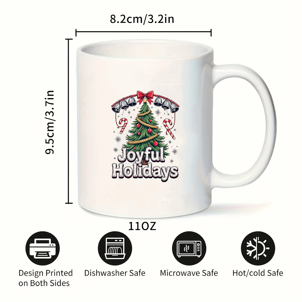 Tazza da 11 once + tema cartone animato albero di Natale + tazza per atmosfera festosa, regalo di Natale, tazza d'acqua per bambini, tazza da caffè per ufficio familiare