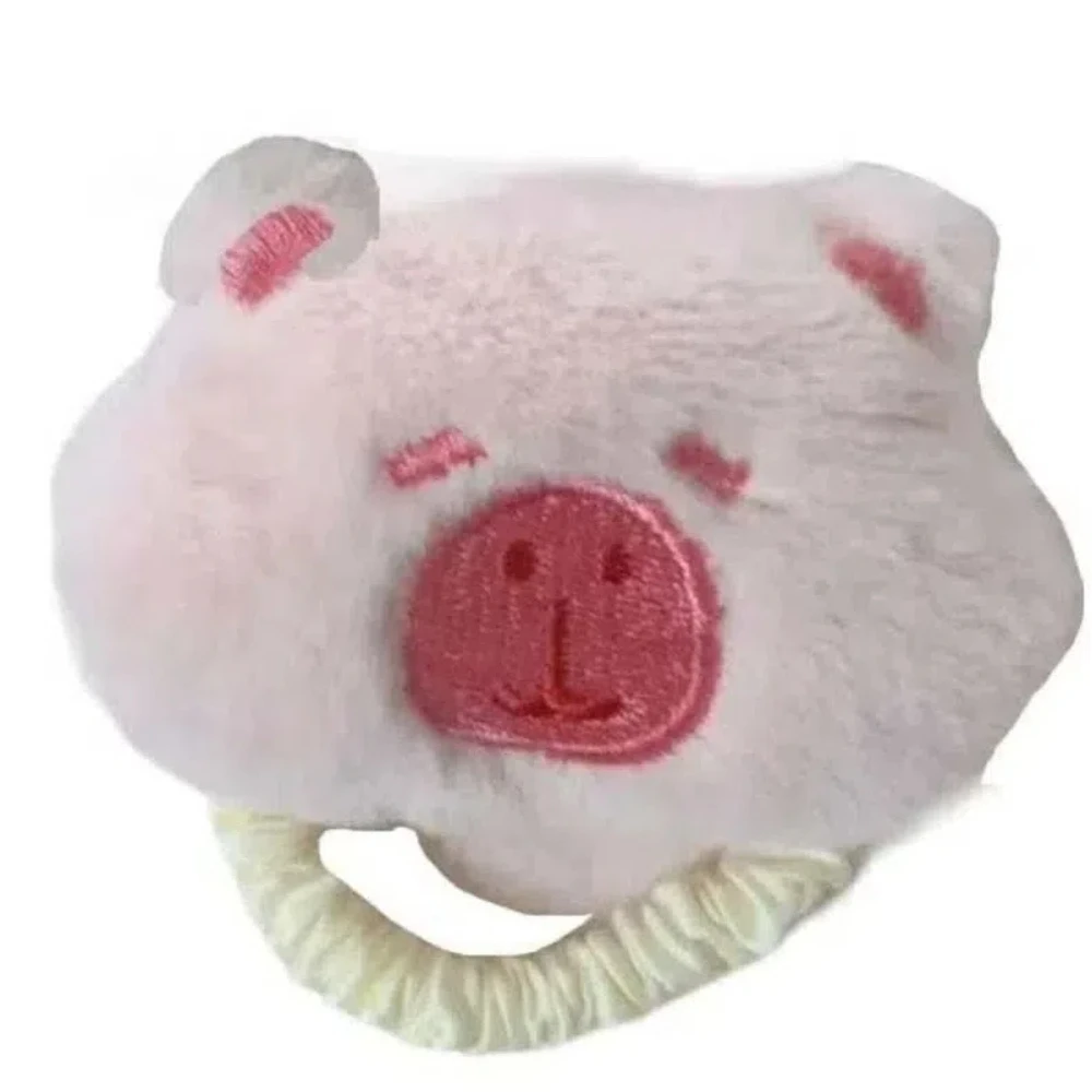 

Large Plush Capybara Shark Clip Elastic Plaid Bow Capybara Hair Rope Turtle Soft Cartoon Animal Hair Clip Daily