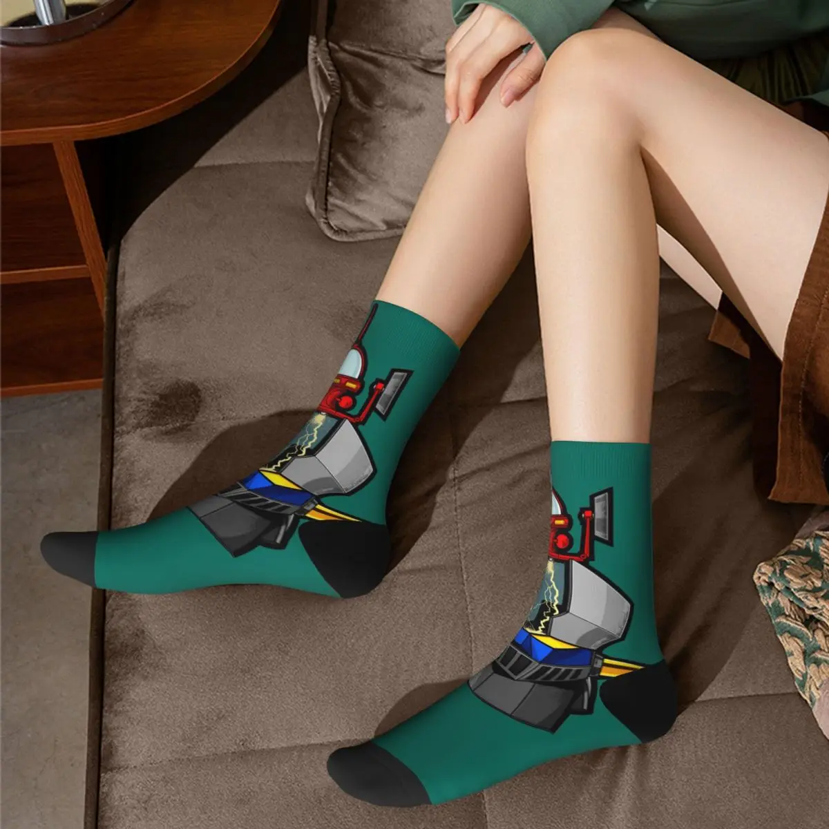 Autumn Winter Colorful Unisex Mazinger Z Head Power Socks Non-slip Sports Socks