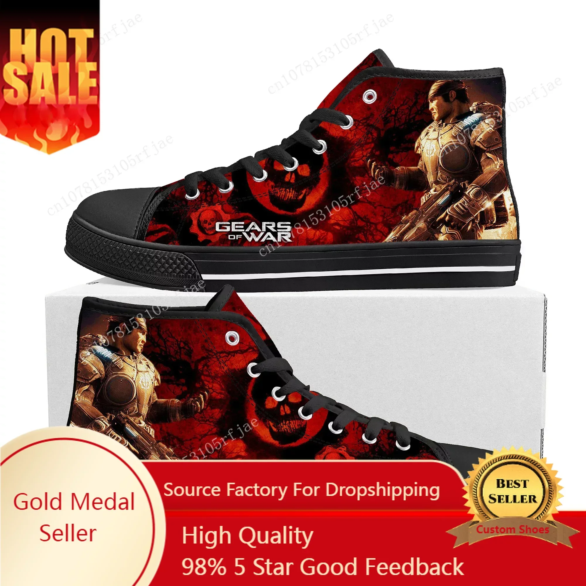 

G-Gears O-Of W-War High Top Sneakers Game Mens Womens Teenager High Quality Canvas Sneaker Fashion Custom Built Couple Shoes