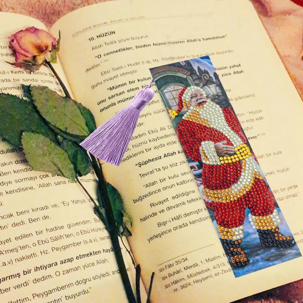 3 шт., рождественские закладки с алмазной живописью, бусины с кисточками, Санта-Клаус, Рождественский снеговик и елка, подарки «сделай сам»