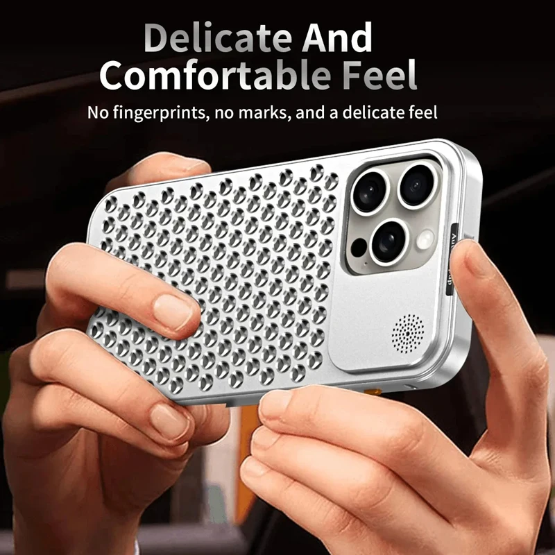 Heat Dissipation Removable Metal Case For iPhone 15 14 13 12 Pro Max Cooling Fragrance Rimless Hollow Aluminum Protection Cover