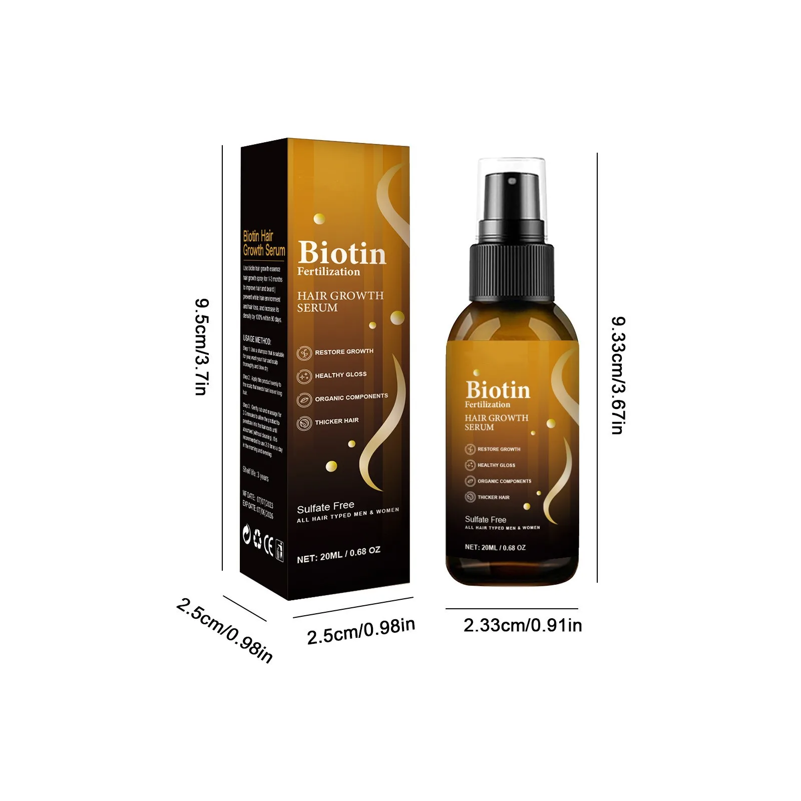 30ML Hair Growth Spray Biotin Thickening Herbal Biotin Hair Regrowth Spray Biotin Hair Growth Spray Hair Growth Hair Care Spray