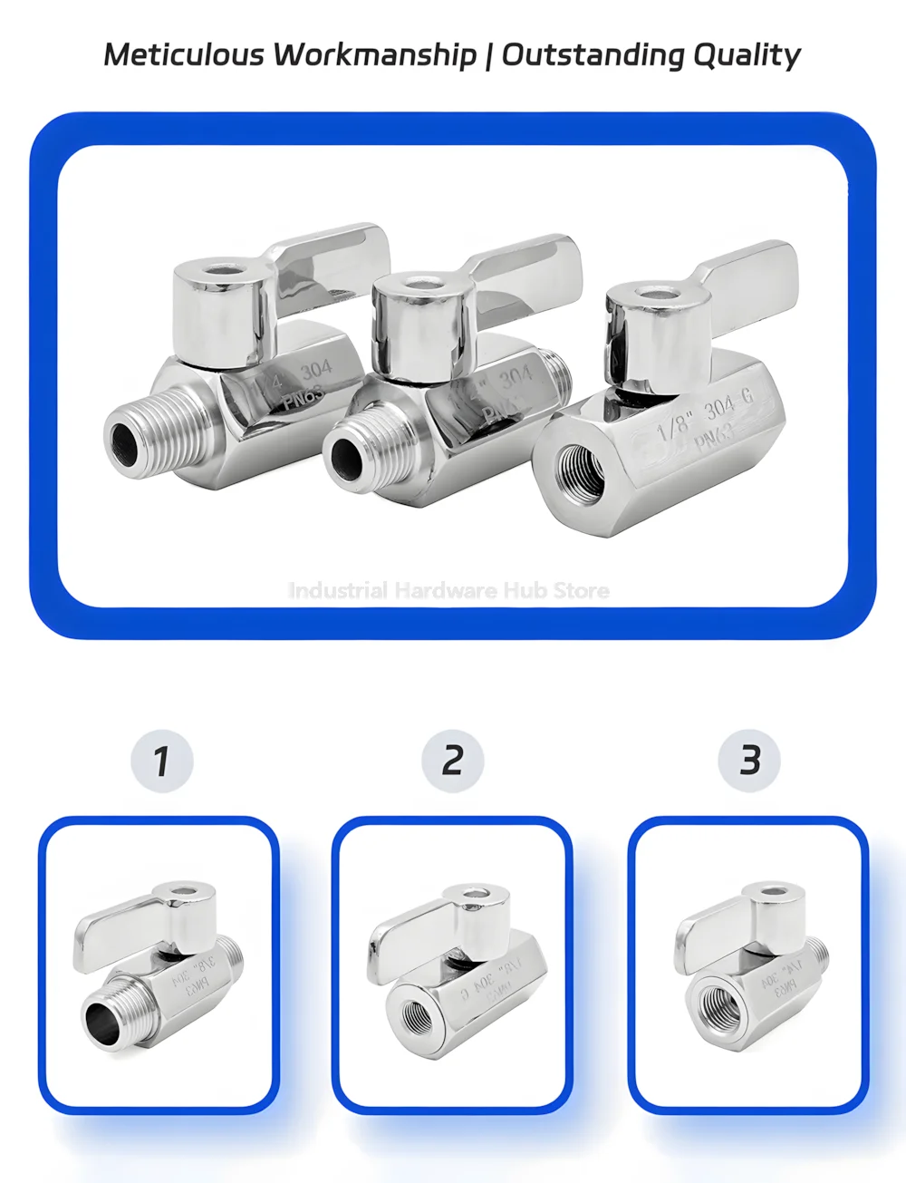Mini-Kugelhahn aus Edelstahl 304/316L, 1/8 Zoll, 1/4 Zoll, 3/8 Zoll, 1/2 Zoll, 3/4 Zoll, 1 Zoll BSPT NPT-Innengewinde, 2-Wege-Ventil für Wasser/Öl/Säure – Detail 11