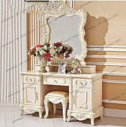 

Европейский туалетный столик для спальни из массива дерева с резьбой и цветочным декором