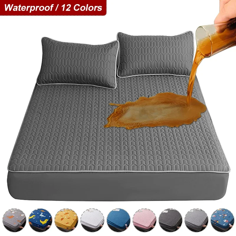 Waterproof Thicken Mattress Cover Quilted Latex Mat Bed Covers Pad Skin-Friendly Fitted Sheet Protector Bedspread150/160/180x200