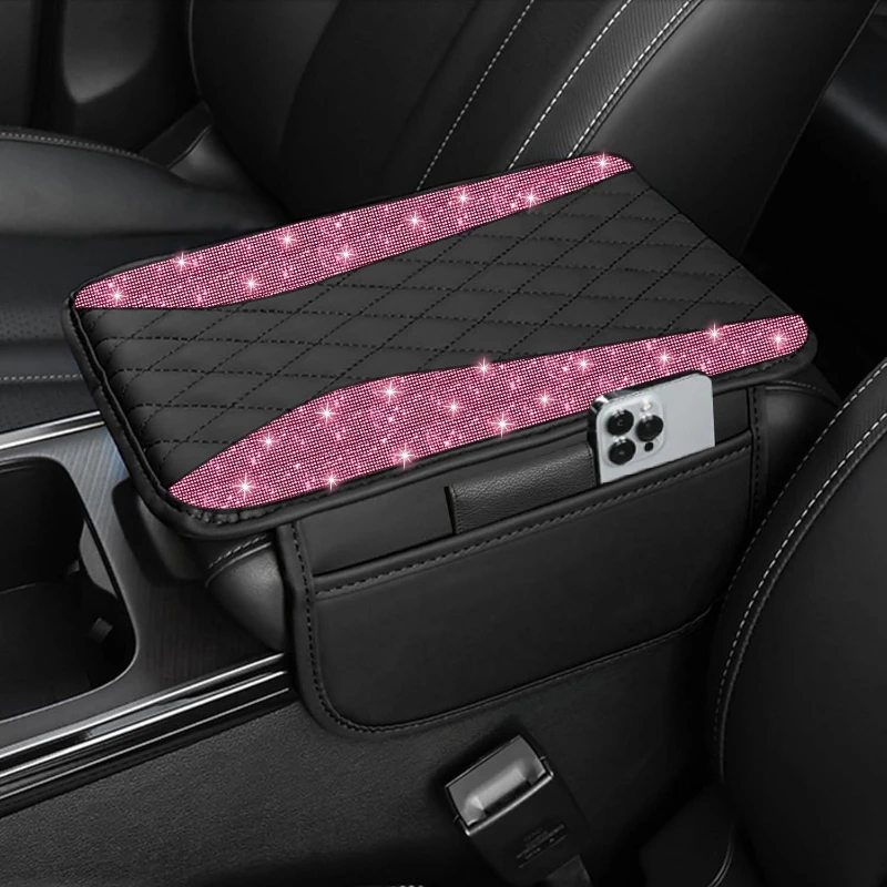 New Central Car Armrest Box Pad, Popular Diamond-encrusted Heightening Pad Cover, Protective Cover, Advanced Car Products