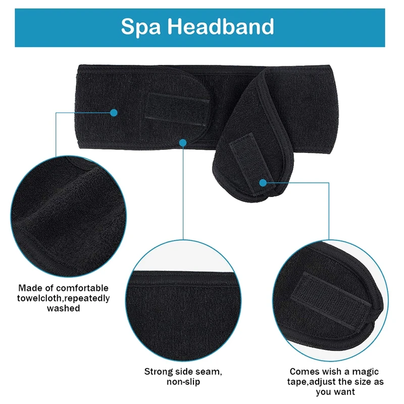 10Pcs Spa Face Headband Make Up Wrap Head Terry Cloth Hairband Stretch Towel With Tap