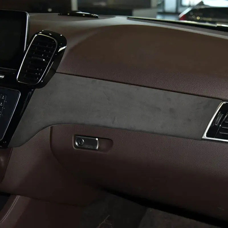 Car Interior ABS Plastic +Suede Leather Center Console Dashboard Panel Cover Trim For Mercedes Benz GLE 350 GLS 400 Class 16-19