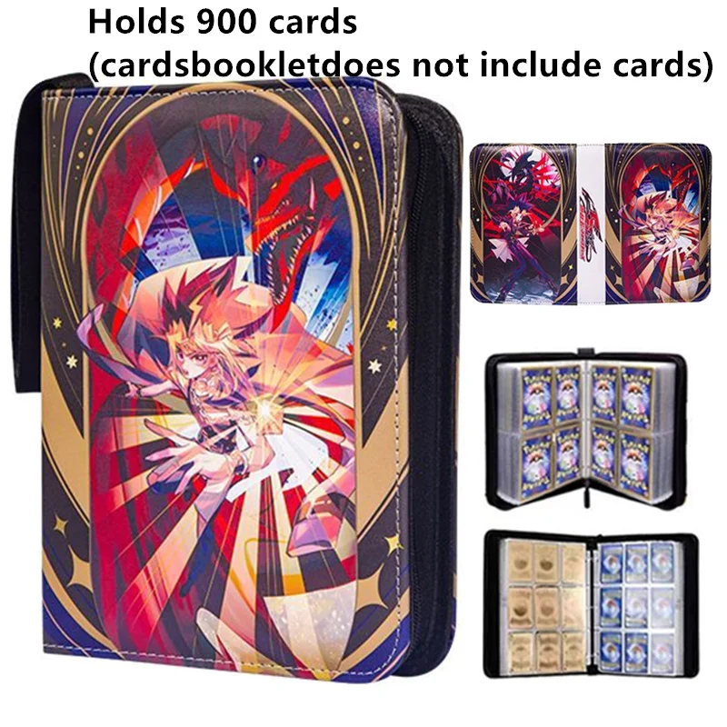 400 sztuk/900 sztuk Yu Gi Oh Album na karty Folder na książki 4/9 miejsc na karty Kolekcje Zamek błyskawiczny Podwójna kieszeń Zamek błyskawiczny