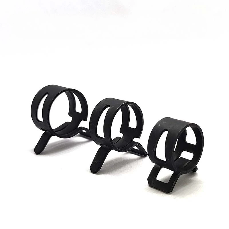 Abrazadera de banda de 100 piezas negra # 65 Acero al manganeso 7mm-34mm diámetro interior manguera resorte tipo banda acción combustible línea tubo Clip abrazadera