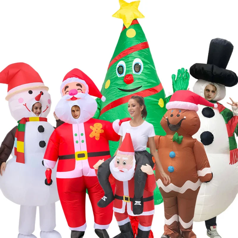 Christmas Carnival Night Christmas Tree Santa Claus Gingerbread Man Branch Snowman Inflatable Costume Cosplay Holiday Party Gift