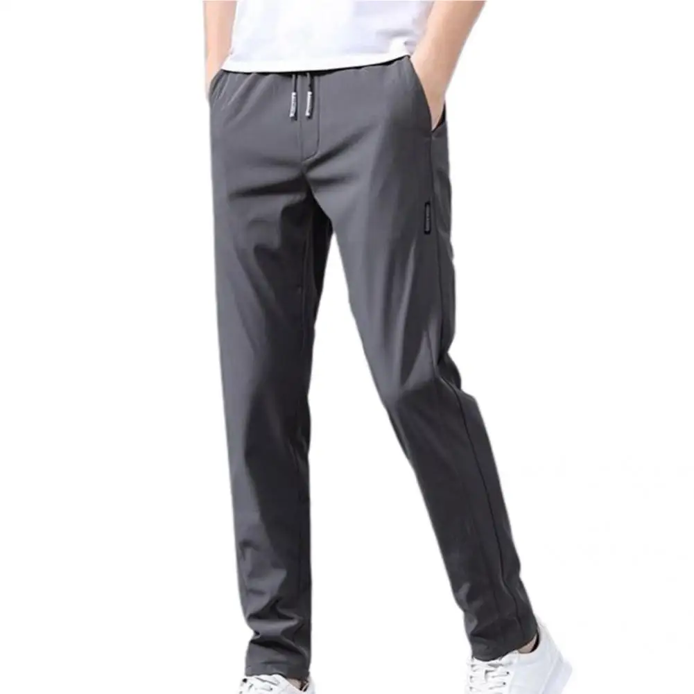 

Men Summer Pants Solid Color Casual Men Pants Side Pockets Fashion Men Drawstring Spring Summer Pants Comfortable