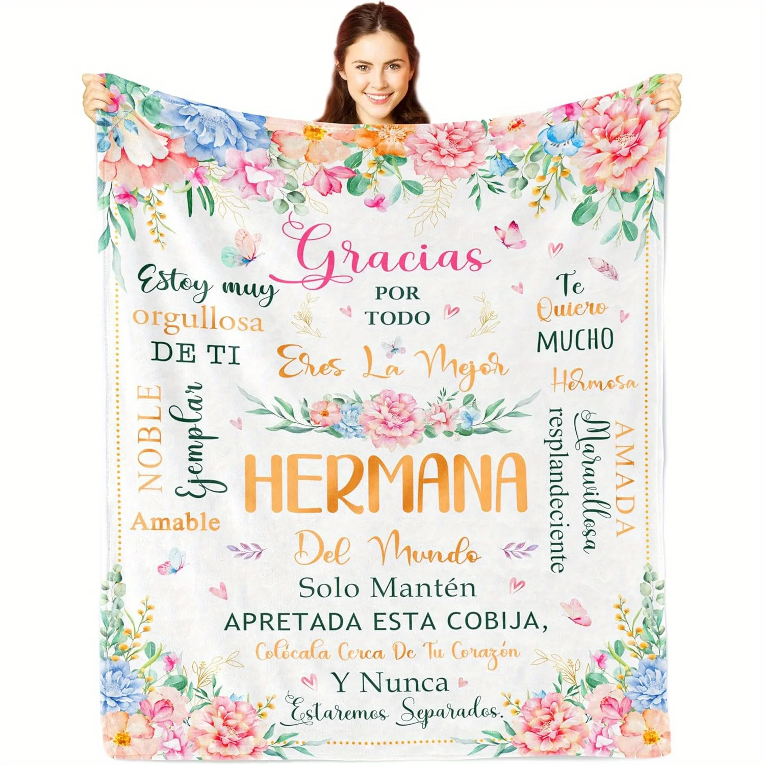 Nicetous Gifts for Sisters, Birthday Gift for Sister, Spanish Sister Gift, Sister Blanket, Spanish Sister Throw Blanket, Gift fo