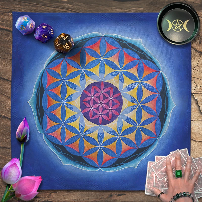 Flowers Of Life Tarot Tablecloth Mandala Velvet Altar Cloth Divination Witchcraft Astrology Crystal Pendulum Oracle Card Pads